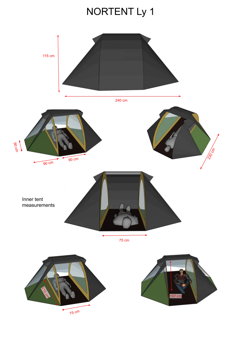 1 Person Camping & Hiking Tent - Ly 1 Tent - 2.75kg by Nortent