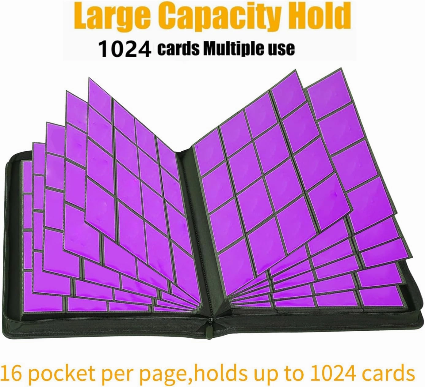 1000  Pockets Trading Card Binder, 16 Pocket Ringless Side Loading Card Holder Album, Trading Card Album Fit for YuGiOh, MTG, TCG, Game Cards, Sports Cards, Business Cards (Green)