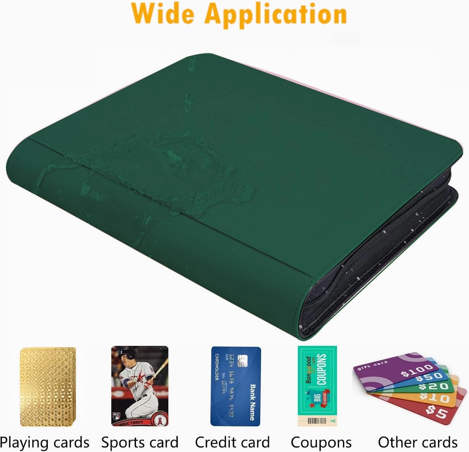 1000  Pockets Trading Card Binder, 16 Pocket Ringless Side Loading Card Holder Album, Trading Card Album Fit for YuGiOh, MTG, TCG, Game Cards, Sports Cards, Business Cards (Green)