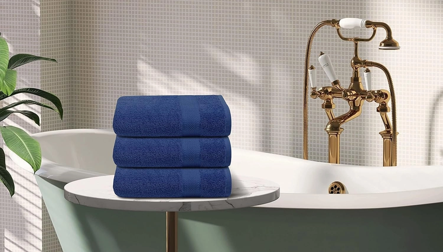 100% Cotton Bath Towels 24x48 Inches – Pack of 6 Towels for Bathroom, Gym, Spa, Hotel – Absorbent, Quick Dry, Lightweight Everyday Essential - Navy