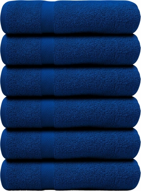 100% Cotton Bath Towels 24x48 Inches – Pack of 6 Towels for Bathroom, Gym, Spa, Hotel – Absorbent, Quick Dry, Lightweight Everyday Essential - Navy