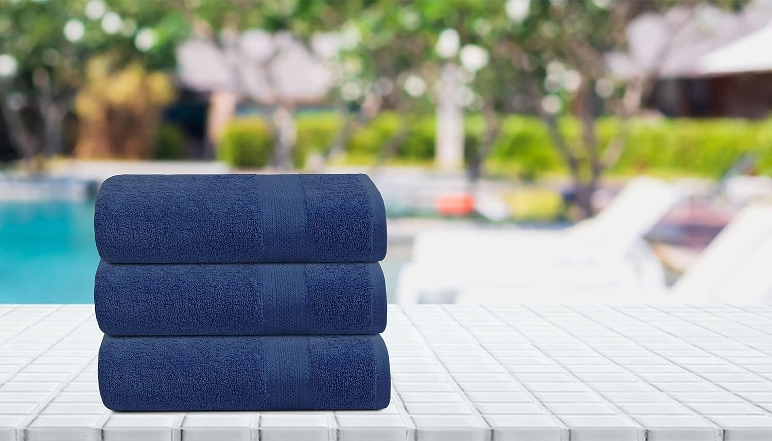 100% Cotton Bath Towels 24x48 Inches – Pack of 6 Towels for Bathroom, Gym, Spa, Hotel – Absorbent, Quick Dry, Lightweight Everyday Essential - Navy