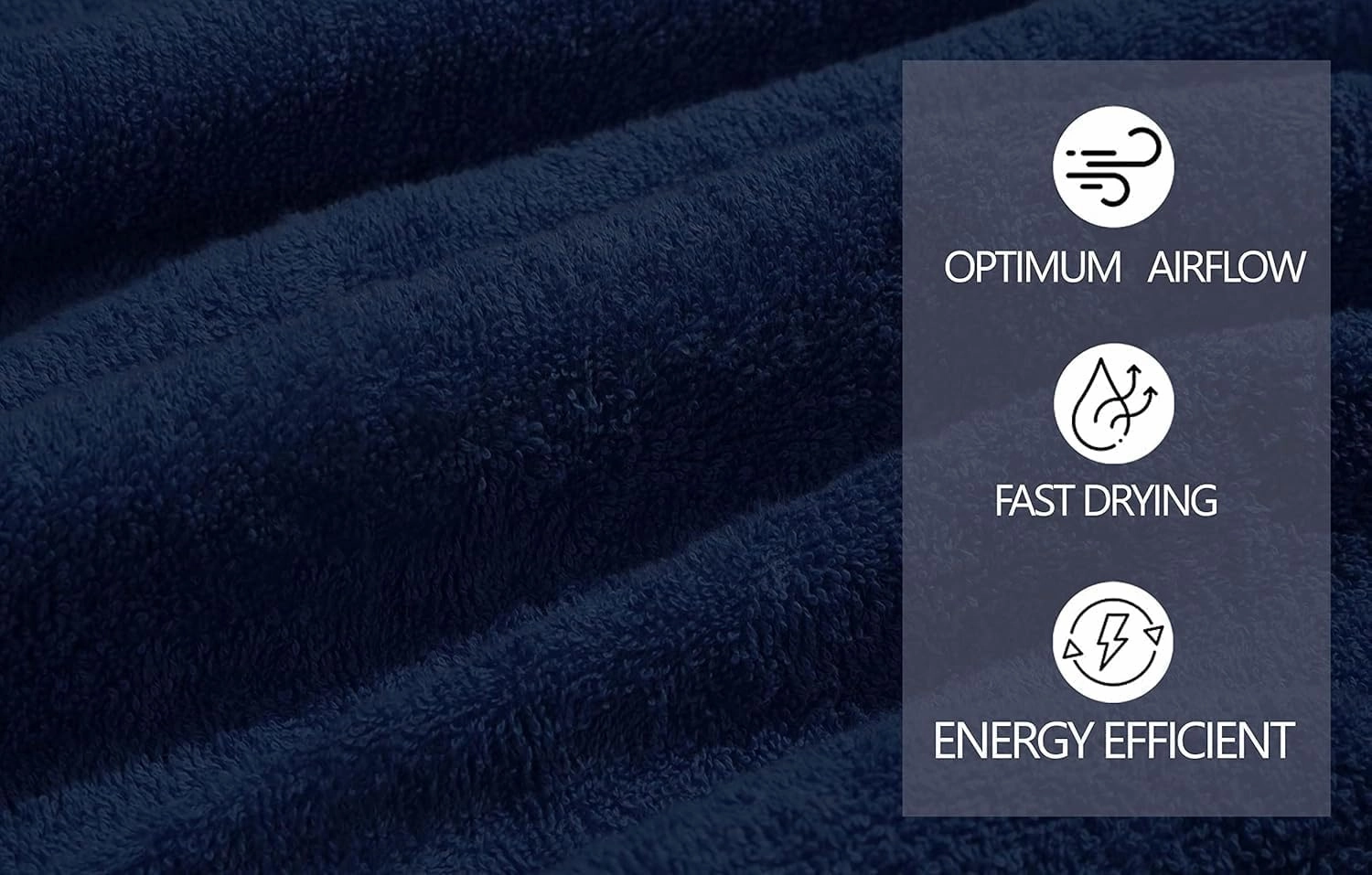100% Cotton Bath Towels 24x48 Inches – Pack of 6 Towels for Bathroom, Gym, Spa, Hotel – Absorbent, Quick Dry, Lightweight Everyday Essential - Navy