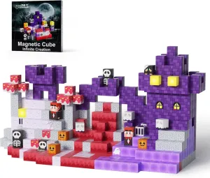 100PCS Magnetic Blocks Building Toys for Boys Girls 3 ,STEM Sensory Toys for Toddlers, Magnetic Building Cube Game Sets Halloween Birthday Gift for Kids