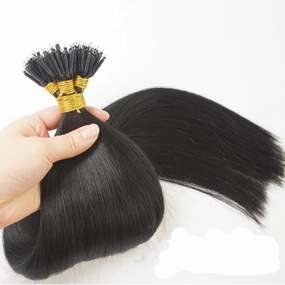 100Strands AAAAAAA Nano Ring Tip Straight Remy Human Hair Extensions (20" 0.5g/s, Dark Black)