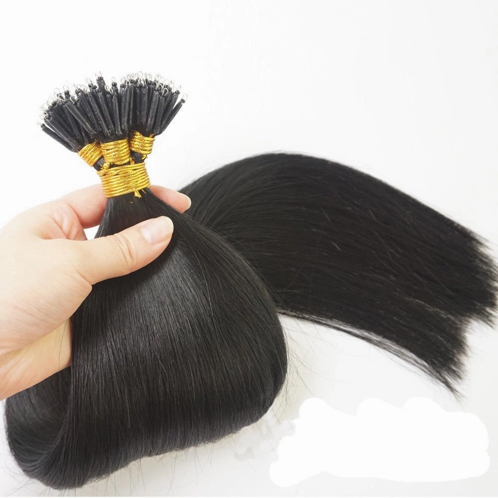 100Strands AAAAAAA Nano Ring Tip Straight Remy Human Hair Extensions (20" 0.5g/s, Dark Black)
