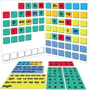 101 PCS Phonics Games Magnetic Foam Reading Tiles CVC Word Building Magnets Reading Tiles Alphabet and Phonics Magnetic Board Reading Games Educational and Learning Activities