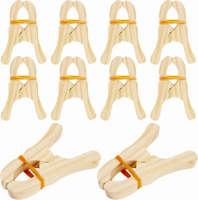 10 Pcs Wooden Game Clips Set Wood Play Clips Fort Building Clips Wooden Fort Clips Game Silk Clips for Kids School Playground Building Games