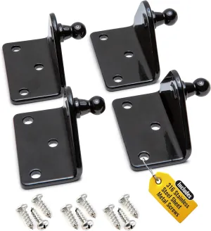 10MM Ball Stud Mounting Black Bracket for Gas Struts - Heavy Duty Lift Support Shock Brackets with Stainless Steel Screws - Ideal for Spring Hood Struts & Closer Piston Prop Mounts – x4 Angled