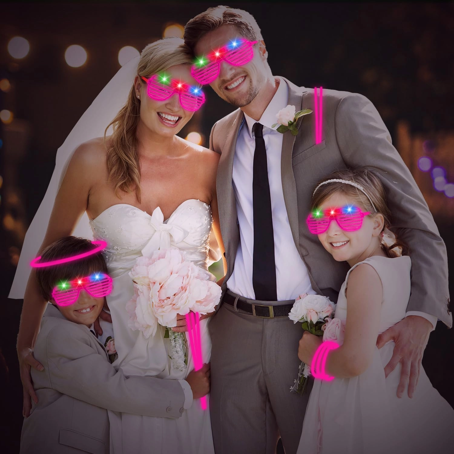 115 PCS Glow in the Dark Party Supplies,15PCS 4th of July LED Glasses,100PCS Glow Stick Necklaces Bracelets,LED Light Up Toy for Neon Party Birthday Carnival Disco Party Easter Gifts (Pink)