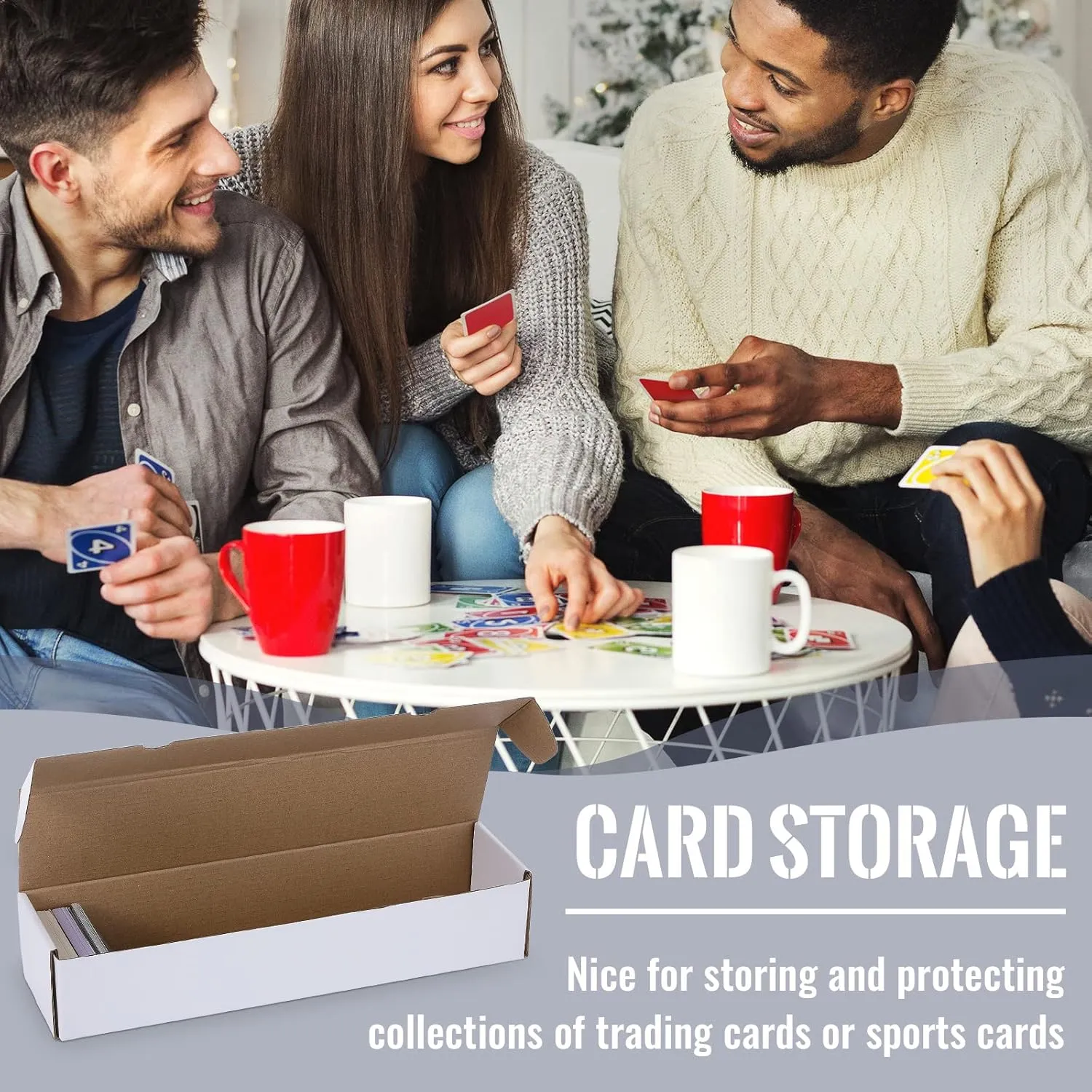 12 Pack Card Storage Box Each 800 or 400 Count Card Collector Organizer Holders Box for Trading and Gaming, Football, Baseball, Sport, Game(14 x 2.7 x 3.6 Inch,White)