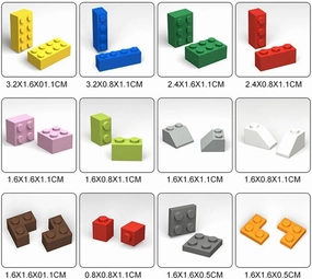 1200 Pieces Bulk Classic Building Blocks Set, Compatible with Major Brands, Basic Building Bricks Box Multiple Colors and Shapes Available