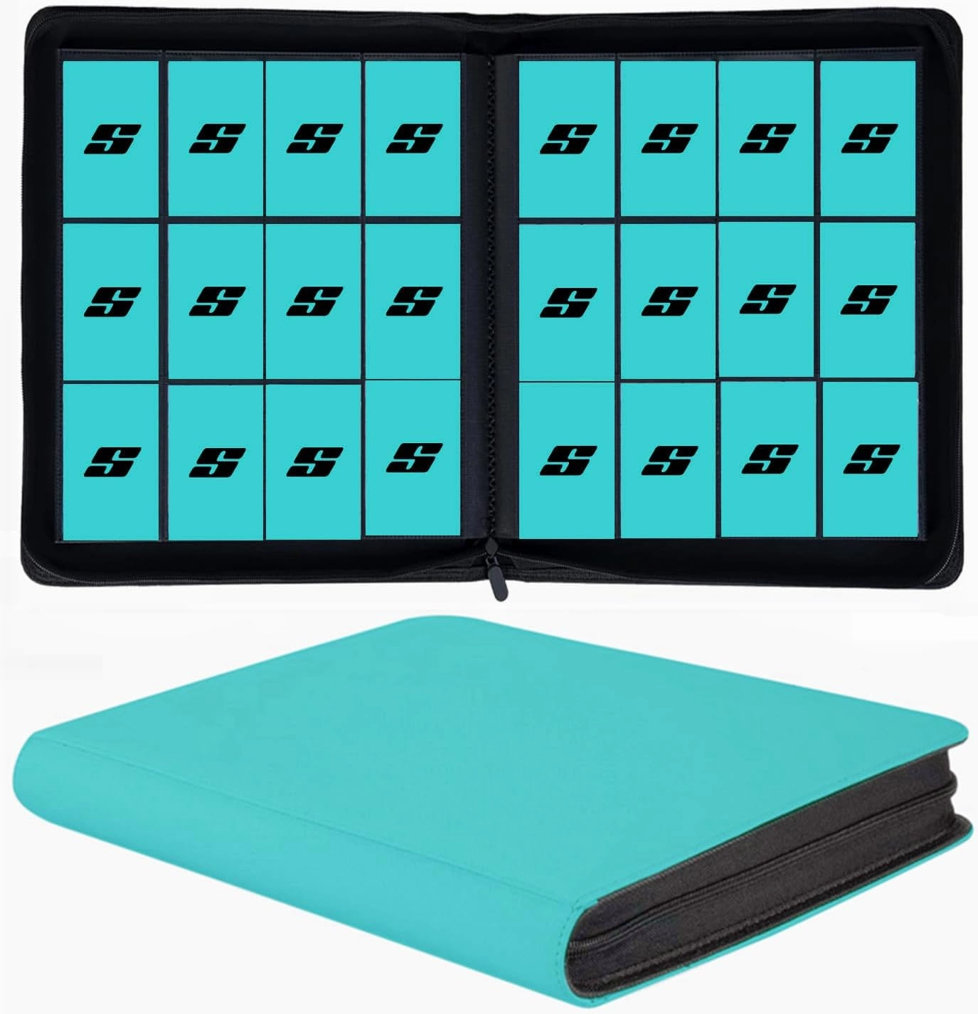 12 Pocket 720 Pockets Trading Card Binder, Ringless Side Loading Card Holder Album, Trading Card Album Fit for YuGiOh, MTG, TCG, Game Cards, Sports, Business Cards (Teal)