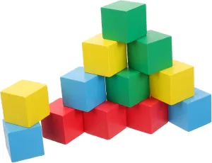 12pcs Colorful Blocks Beech Building Blocks for Early Education for Easy Grasp Fun Interactive for Improves Hand Eye Coordination