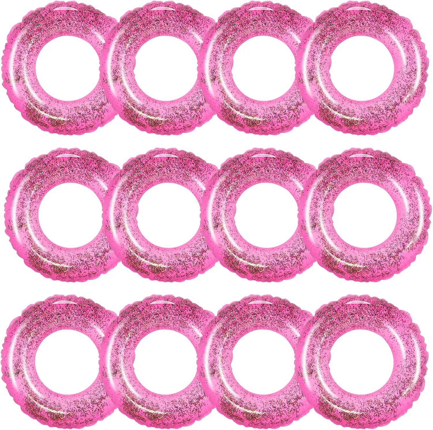 12Pcs Inflatable Swimming Float Toy Swim Ring Fun Pool Lounger Tube, 22.8 Inch