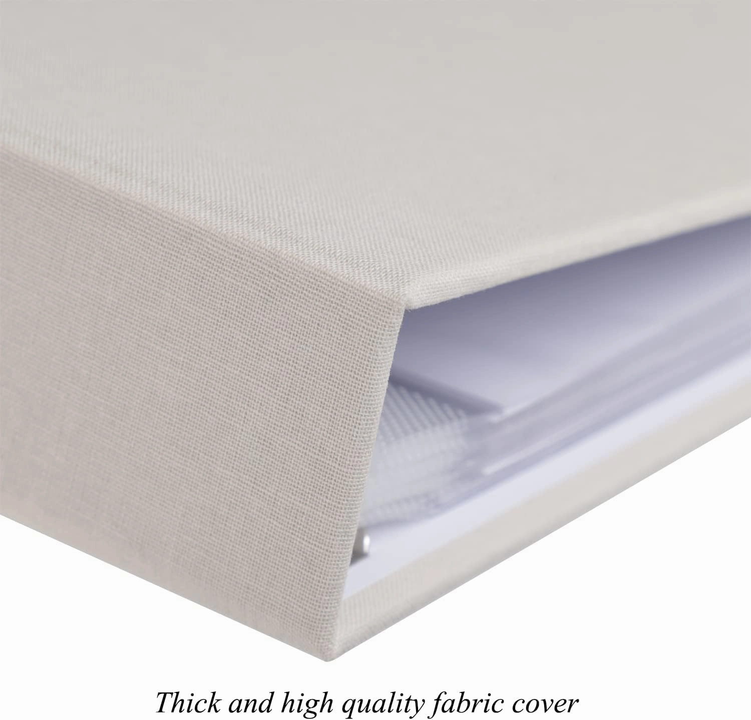 12x12 Inch Large 3 Ring DIY Scrapbook Photo Album Journal with 30 Plastic Sleeves 60 Pages and Fabric Cover for Baby Travel Wedding Couple Anniversary kids Adventure (Beige Cover/White Pages)