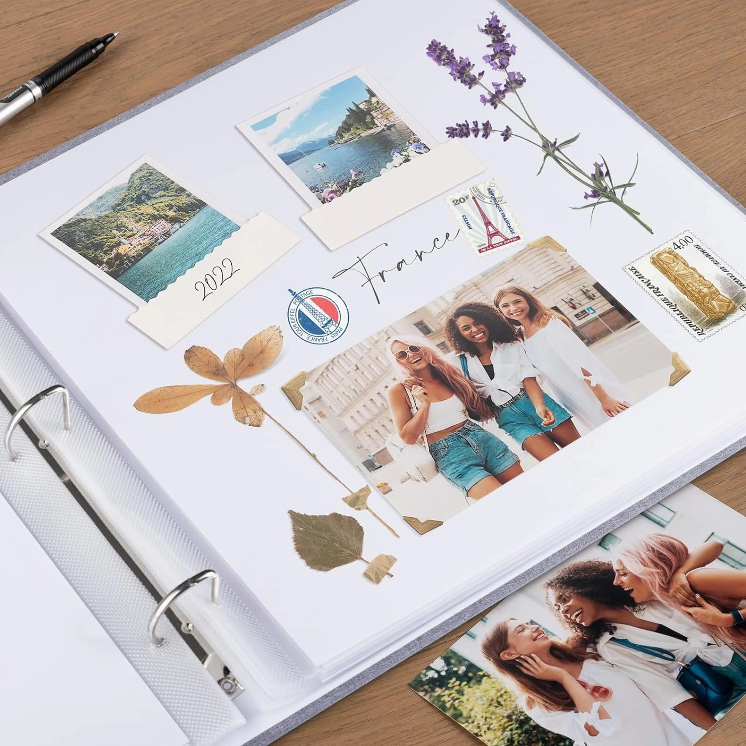 12x12 Inch Large 3 Ring DIY Scrapbook Photo Album Journal with 30 Plastic Sleeves 60 Pages and Fabric Cover for Baby Travel Wedding Couple Anniversary kids Adventure (Beige Cover/White Pages)