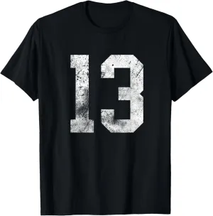 13 Cool Distressed Birthday Lucky Number Player 13 Thirteen T-Shirt