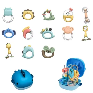 13 Pcs Baby Teether Rattle - Essentials Sensory Toy with Storage Box and Dryer, Excellent Infant Toys for Baby Shower Gifts As A Teething Rattle for Infant 0-3, 3-6, and 6-12 Months