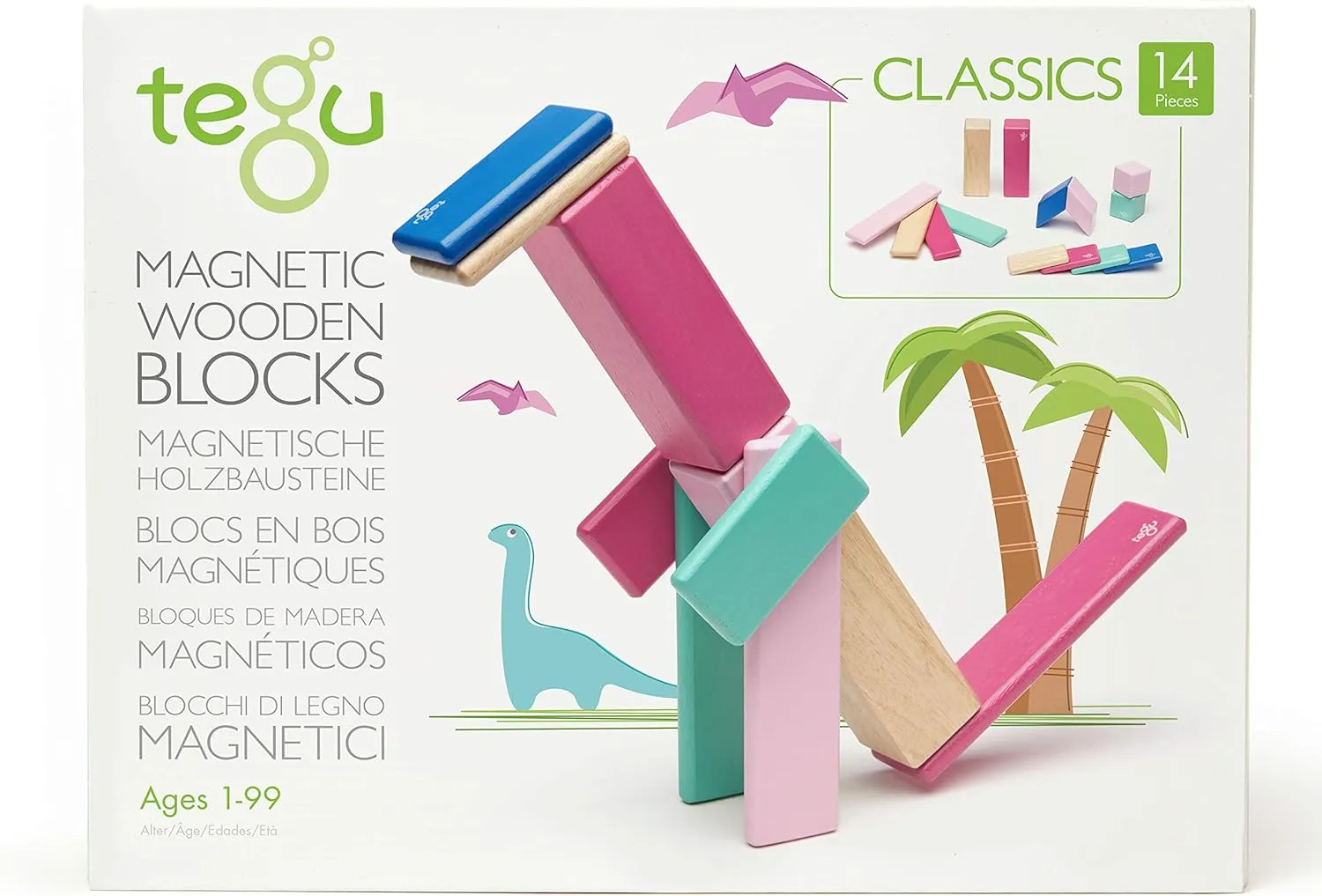 14 Piece Tegu Magnetic Wooden Block Set, Blossom