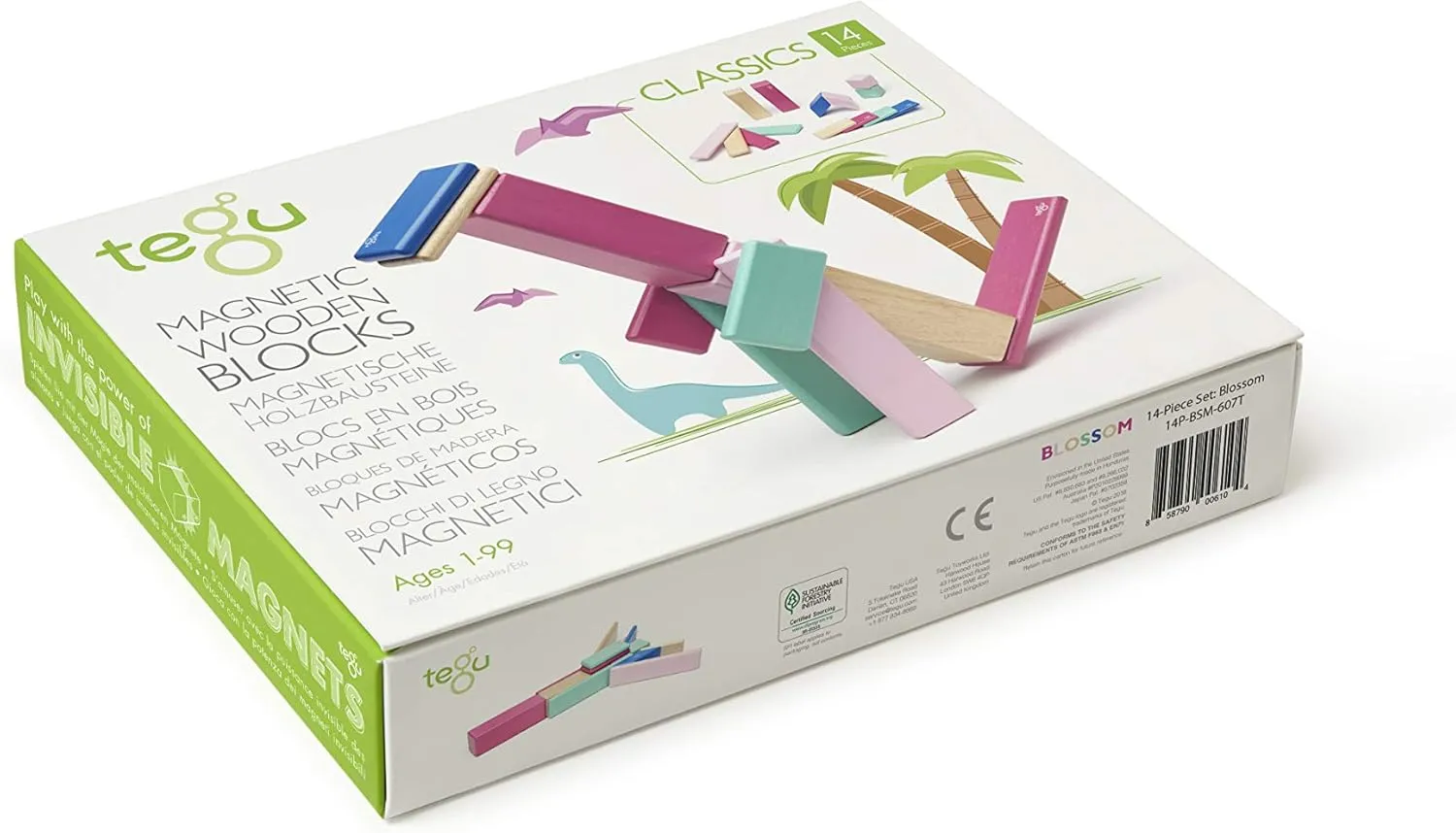14 Piece Tegu Magnetic Wooden Block Set, Blossom