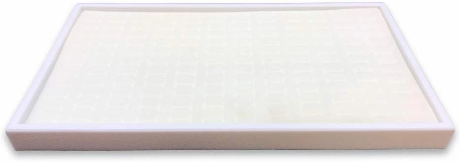 144 Foam Insert Ring Display Tray (White Tray, White Foam) - 3 Pack (14 ¾” x 8 ¼” x 1”) – Merchandising/Jewelry Display/Organizer/Multi Purpose Tray