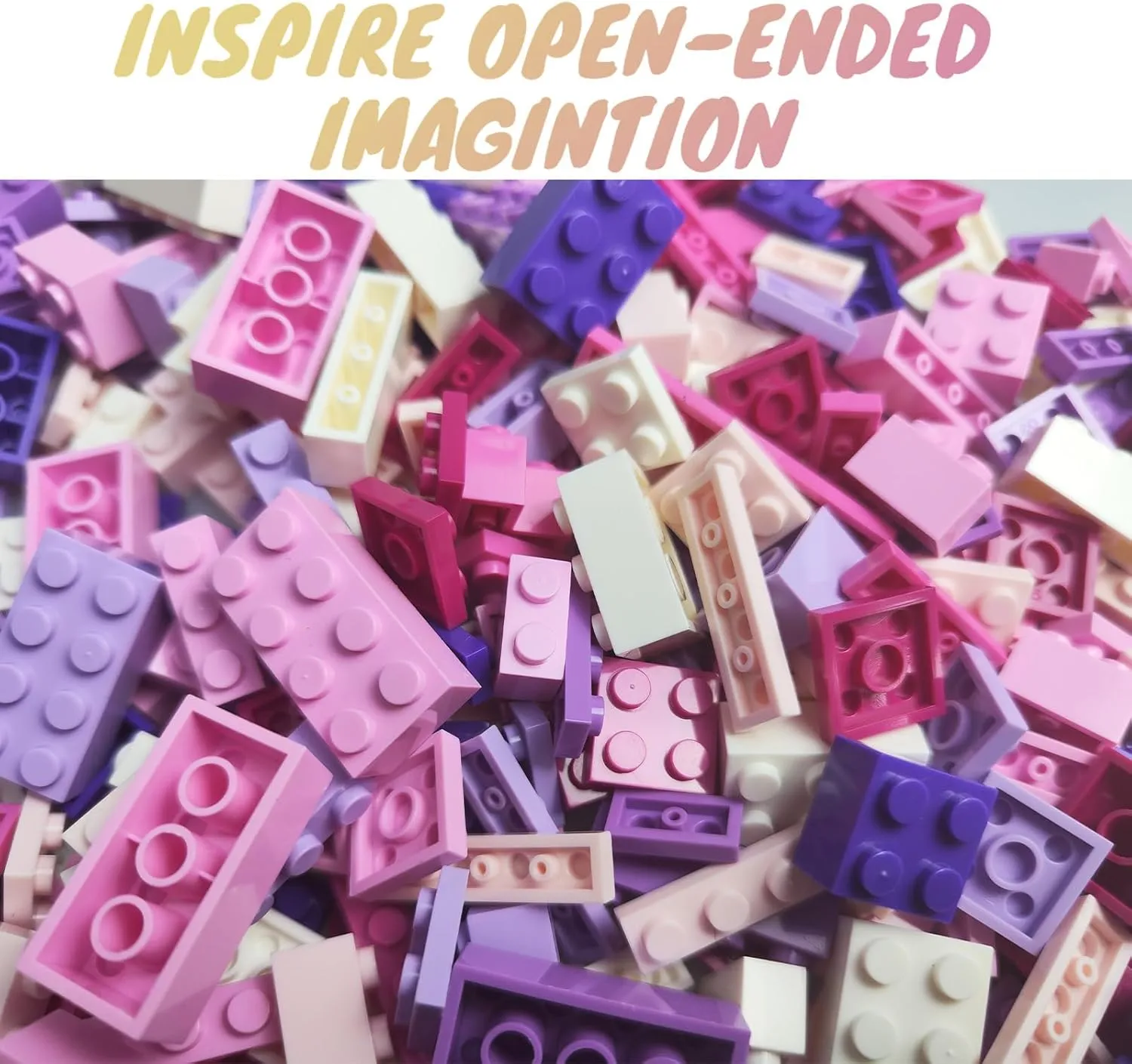 1500 Pieces Building Bricks, Building Bricks Set for Girls Age 4-5-6-7-8-12, Classic Bulk Small Blocks, Blocks Set (Pink Purple White)