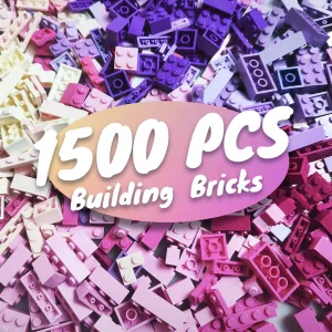 1500 Pieces Building Bricks, Building Bricks Set for Girls Age 4-5-6-7-8-12, Classic Bulk Small Blocks, Blocks Set (Pink Purple White)
