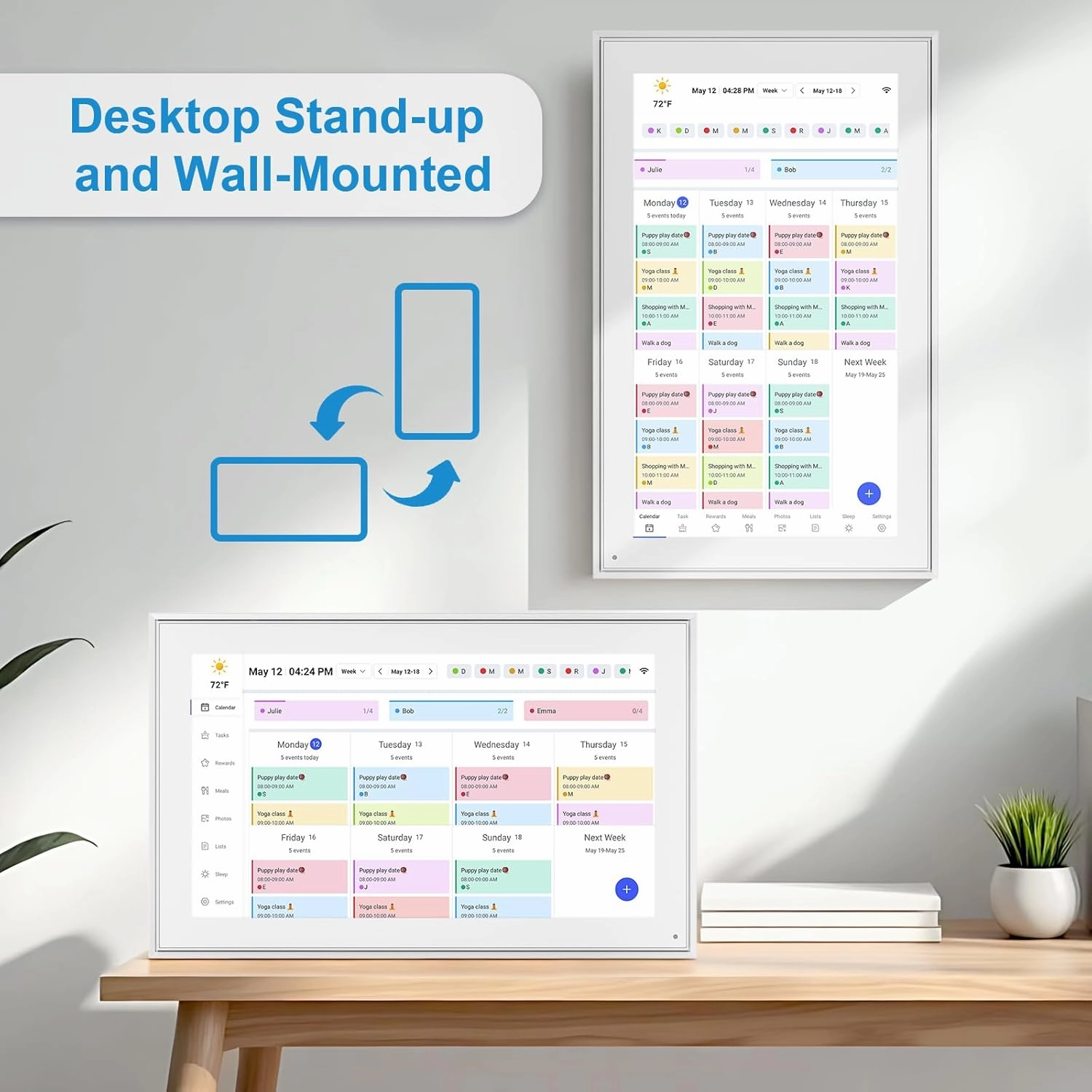 15.6 Inch Digital Calendar, 2025 Planner & Chore Chart, 32GB WiFi Smart Organizer, HD Touch Screen Wall Calendar, Interactive Organizing Schedule, Meal Plan for Family, Includes Desk Mount