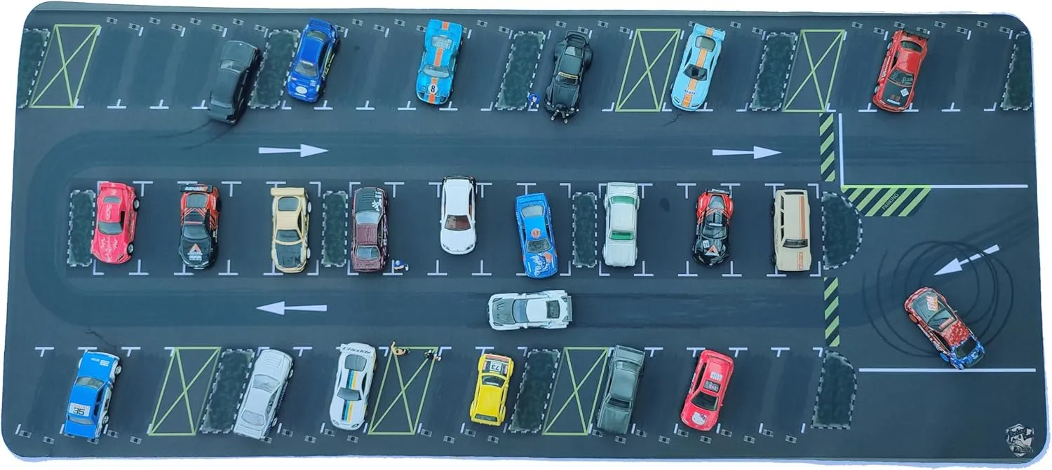 1/64 Scale Non-Slip Parking Mouse Pad Car Diorama, Rollable Desktop Play Mat for Model Vehicle (PAD_001), XX-Large