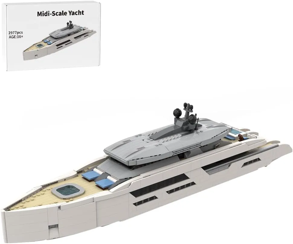 1/80 Yacht Model Building Kit, Mini Ship Series Building Block Set, Creative Interactive Building Toy for Teens and Up (2977PCS )