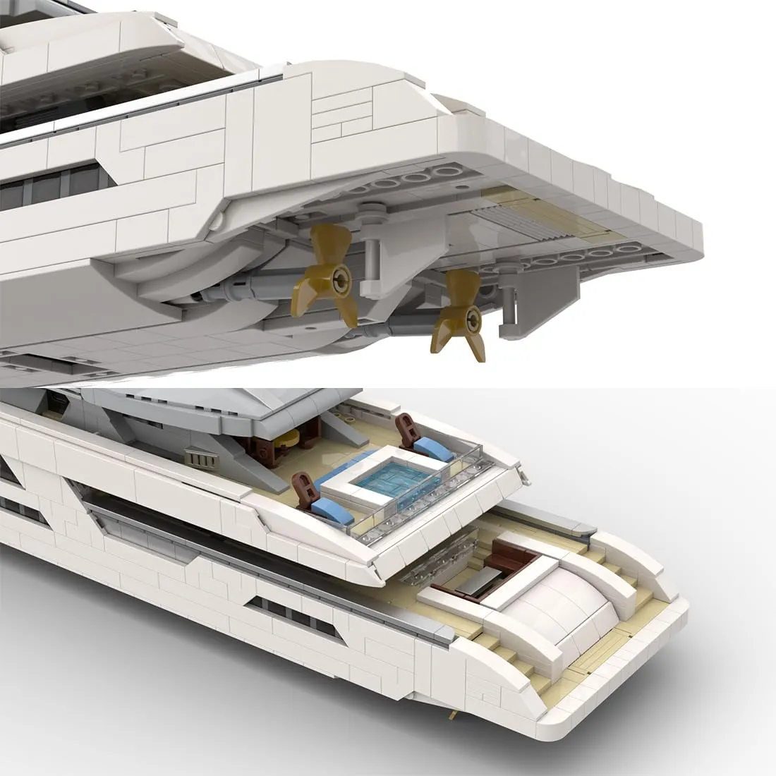 1/80 Yacht Model Building Kit, Mini Ship Series Building Block Set, Creative Interactive Building Toy for Teens and Up (2977PCS )