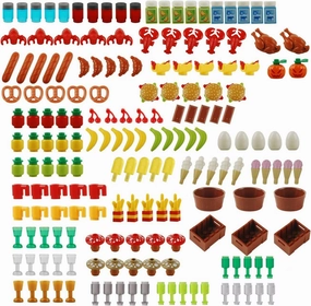 180pcs Food Building Blocks Kitchen Sencery Accessories Food Set Building Bricks Kit DIY Building Set Compatible All Major Brands (#D)