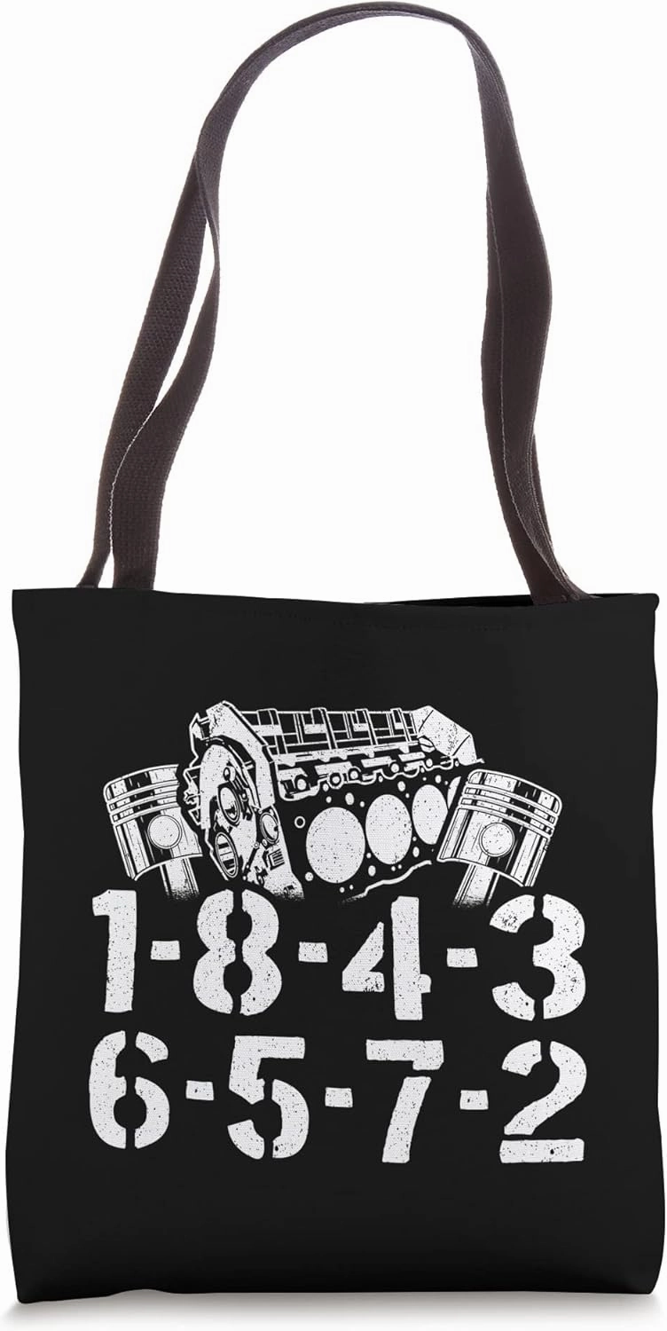 1-8-4-3-6-5-7-2 Firing Order Big Block Engine Car Guy Garage Tote Bag