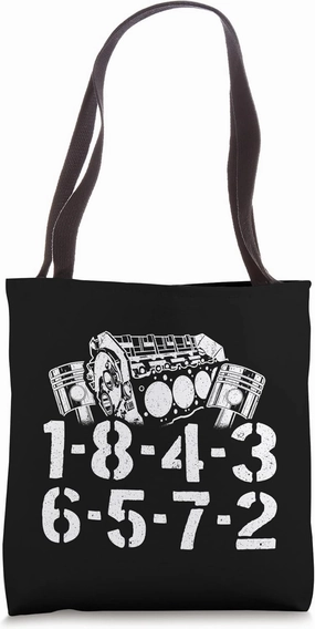 1-8-4-3-6-5-7-2 Firing Order Big Block Engine Car Guy Garage Tote Bag