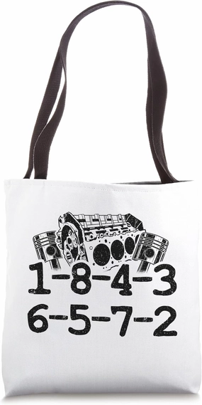 1-8-4-3-6-5-7-2 Firing Order Big Block Race Car Guy Garage Tote Bag