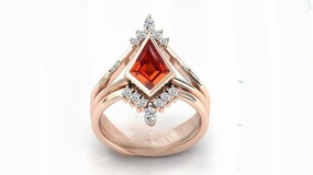 1CT kite shape orange sapphire Engagement Ring Set unique Silver Ring For Women Wedding Anniversary ring womens ring 3pcs ring