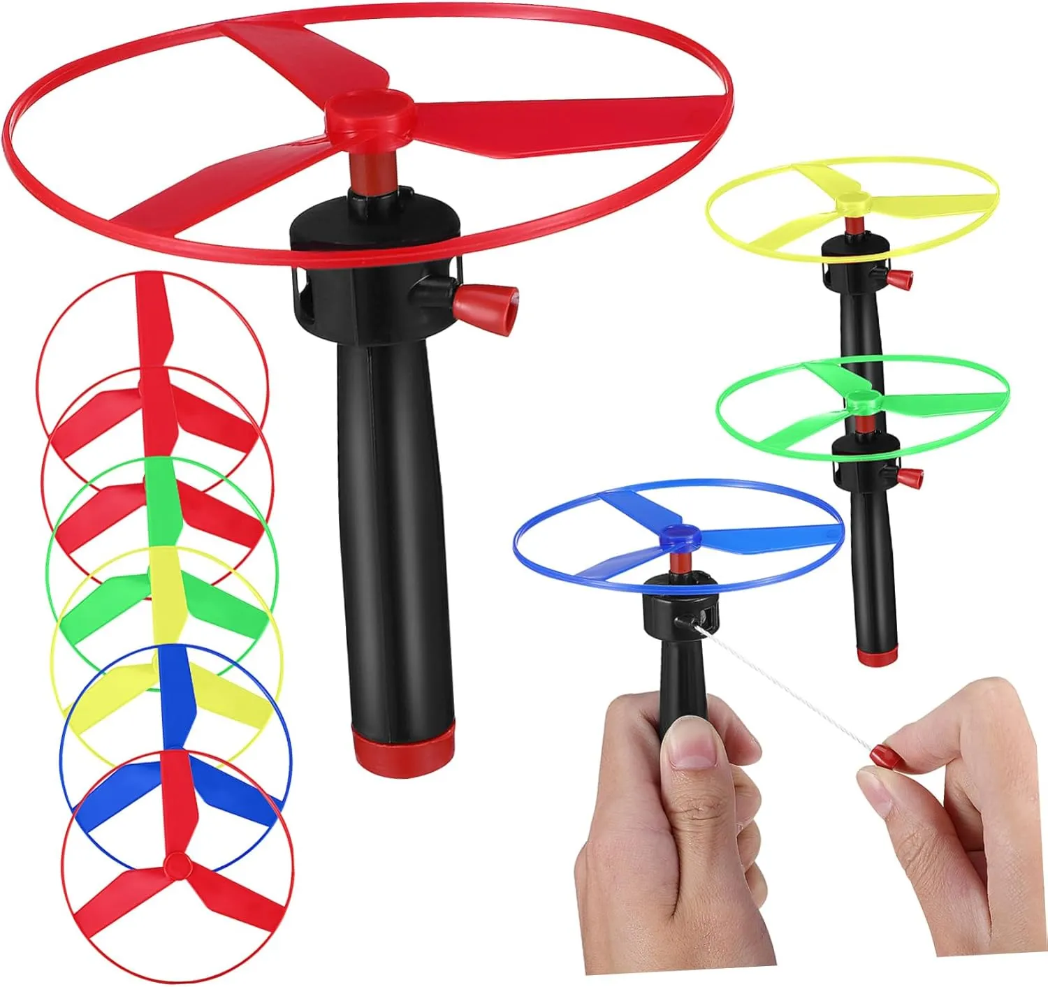 1Set Propeller Toy Pull String Flying Saucer Interactive Outdoor Flying Toy for Fun Training and Playtime Activity