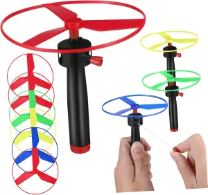 1Set Propeller Toy Pull String Flying Saucer Interactive Outdoor Flying Toy for Fun Training and Playtime Activity