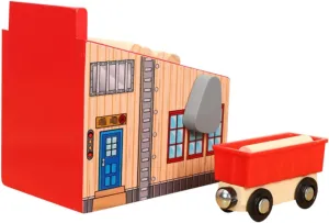 1Set Wooden Train Track with Lumber Mill Scene Educational Plaything for Safe DIY Birthday Present for Creative Learning