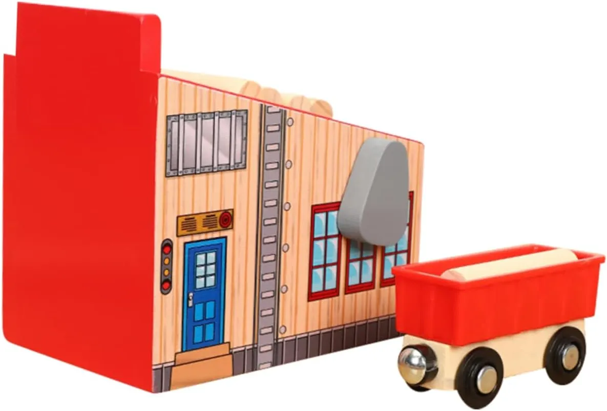 1Set Wooden Train Track with Lumber Mill Scene Educational Plaything for Safe DIY Birthday Present for Creative Learning