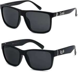 2 Pack CLASSIC LOCS Black Sunglasses | Mens Gangster Rectangular Cholo Lowrider Shades, 91055   91070