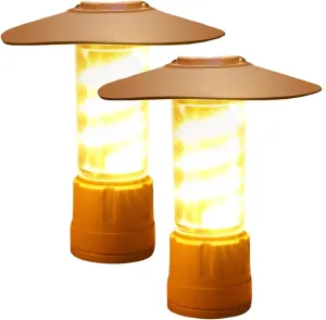 2 Pack Rechargeable Camping Lantern, LED Outdoor Light with Flashlight & Lantern Modes, Camp Lamp Tent Lights with Hanging Hooks, Waterproof Emergency Light for Home, Camping, Hiking, Fishing