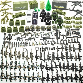 200  Pcs Military Weapon Pack Accessories Kits Toys, Swat Team Building Block Toys, Military Soldier Style Weapon Sets, Army Equipment Gear Sets, Accessories Compatible with Major Mini figure