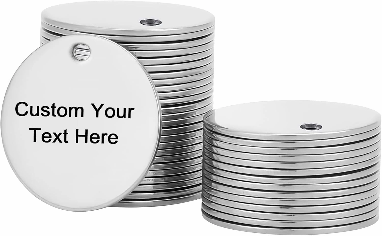 20Pcs Personalized Round Engraving Logo/Text Pendants Stamping Tag Charms, Stainless Steel Bracelet Necklace Earring DIY Jewelry Making, Diameter 10mm/12mm/15mm/20mm/25mm