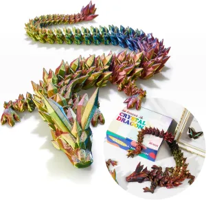 24 ”Large 3D Dragon,Flexible Articulated Dragon,Crystal Dragon Toy, 3D Printed Gift for Festival,Home Decoration Executive Desk Decorations