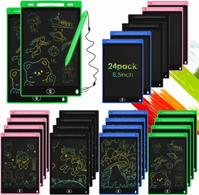 24 Pack LCD Writing Tablet Drawing Board 8.5 inch Colorful Drawing Tablet for Kids, LCD Erasable Doodle Pad Educational Toy Gift for Boys Girls (Blue,Black,Green,Pink)