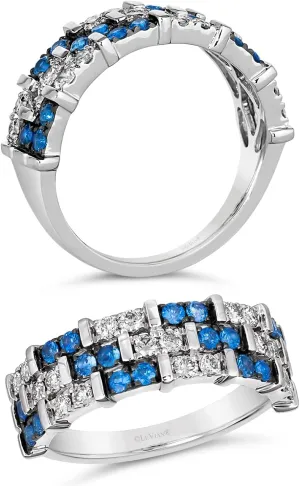 2/5 Carat Diamond and 1/2 Carat Blue Sapphire Eternity Band Ring for Women in 14k White Gold (White, cttw) Anniversary Promise Ring Size 4 to 10 by LeVian
