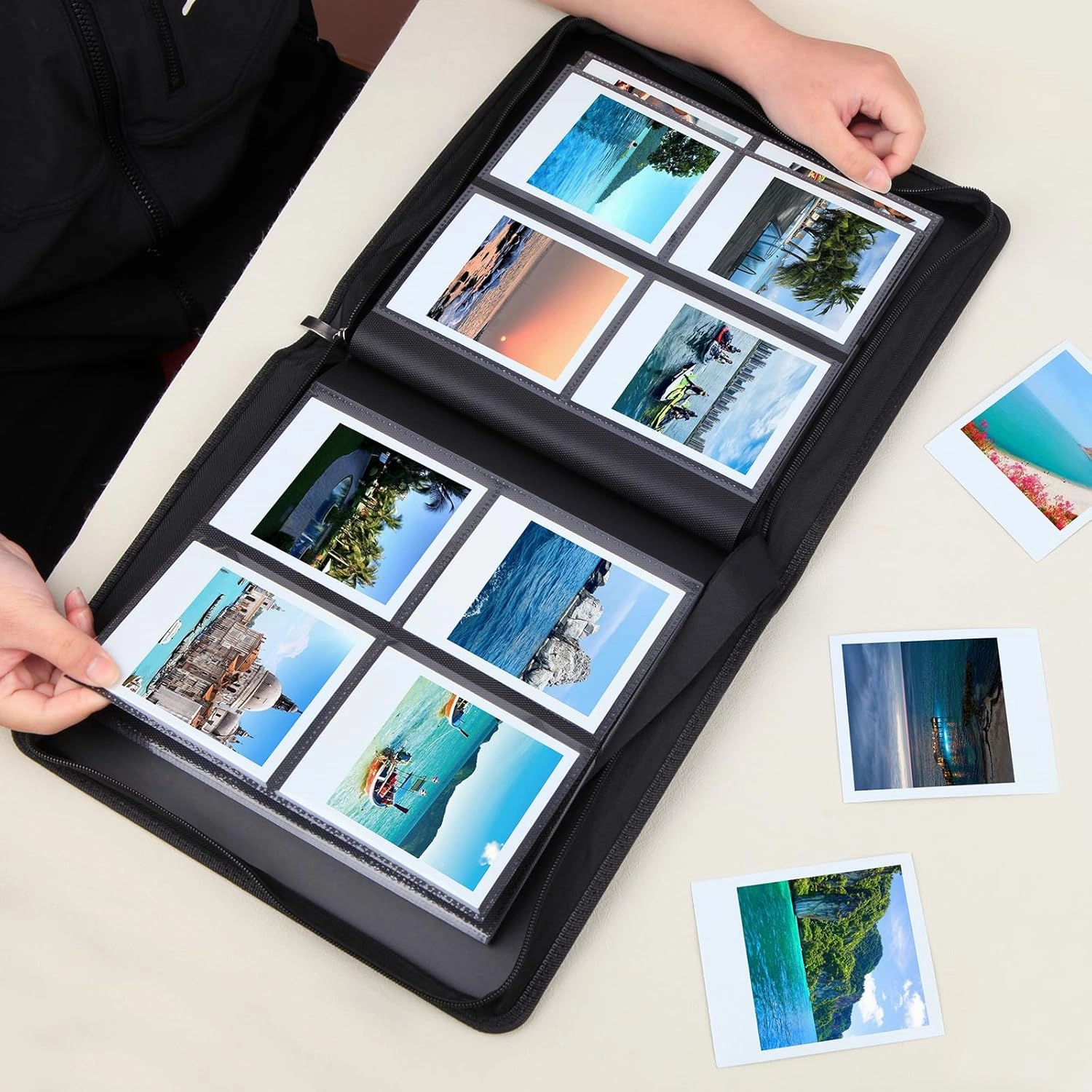 256 Pockets Large Photo Album for Polaroid Now/i-Type/600/SX-70 Instant Photos,Compatible with Fujifilm Instax Wide 400/300 and Instax Square Instant Film (Black)