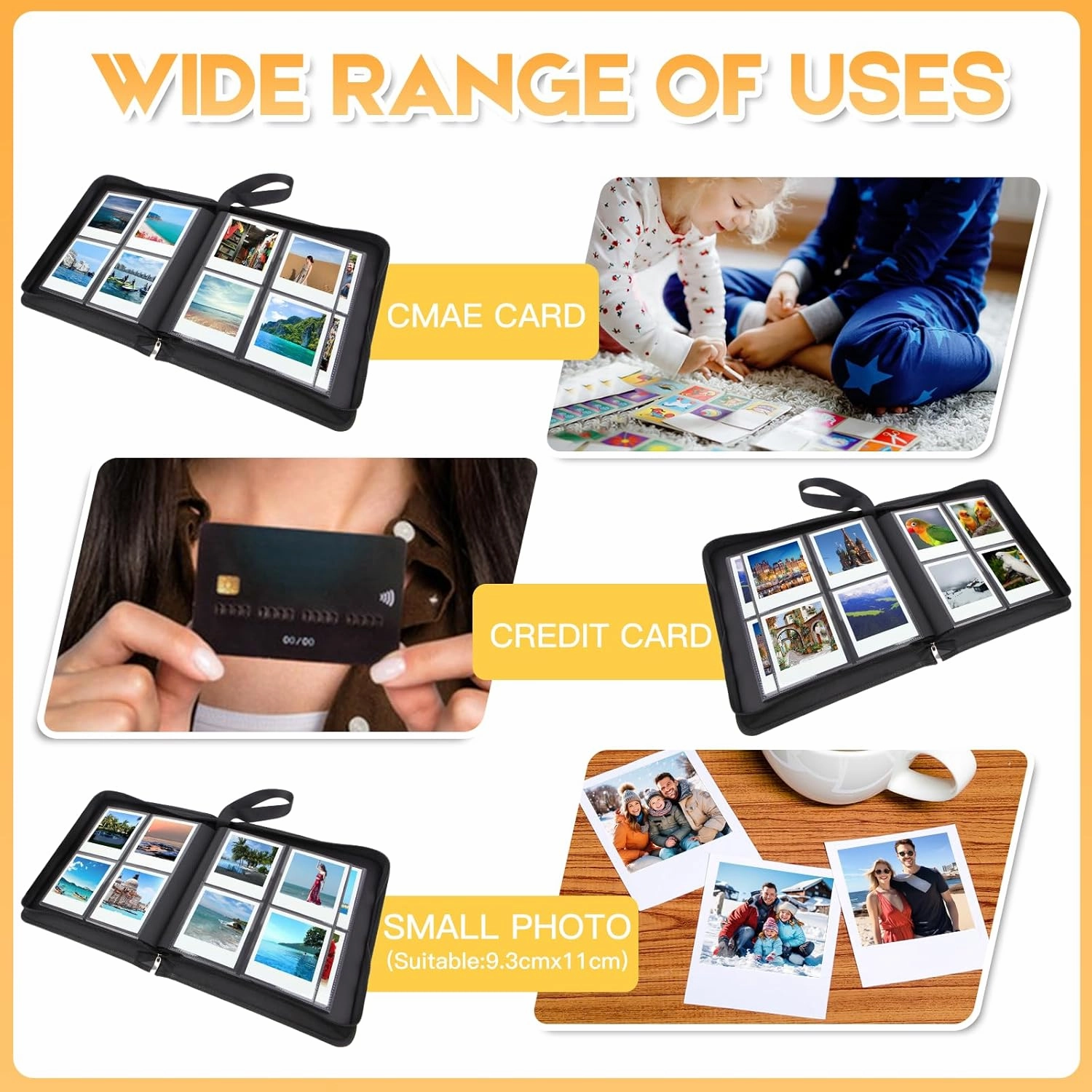256 Pockets Large Photo Album for Polaroid Now/i-Type/600/SX-70 Instant Photos,Compatible with Fujifilm Instax Wide 400/300 and Instax Square Instant Film (Black)